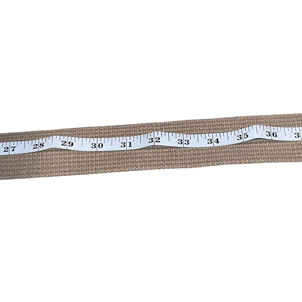 Unisex Army Y2K Woven 45.5” Solid Tan D-Ring Casual Safari Belt Frayed End Large